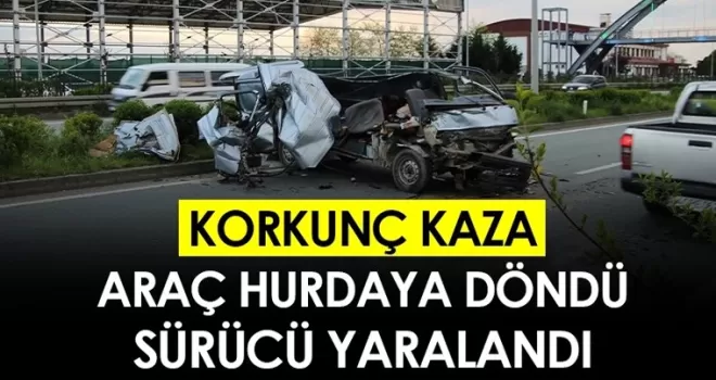 Rize’de hurdaya dönen aracın sahibi yaralandı