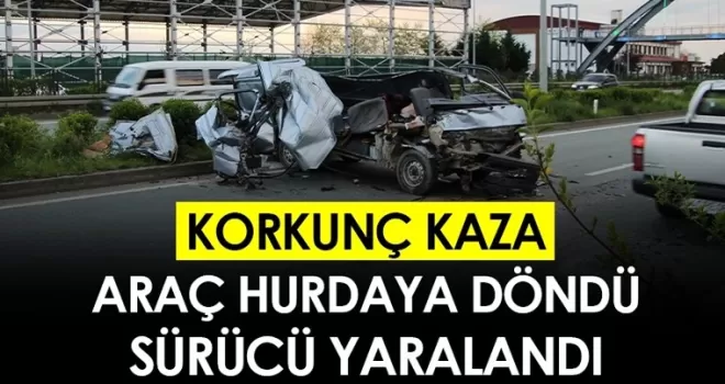 Rize’de hurdaya dönen aracın sahibi yaralandı