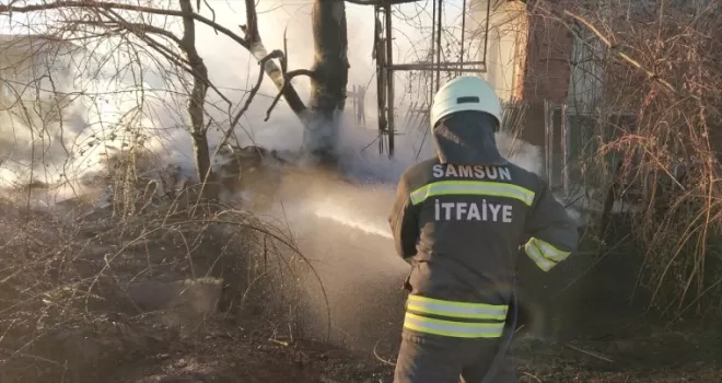 Samsun’da çıkan yangında bahçedeki ağaçlar zarar gördü