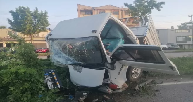 Samsun’da kamyonetin refüjdeki ağaca çarpması sonucu 2 kişi yaralandı