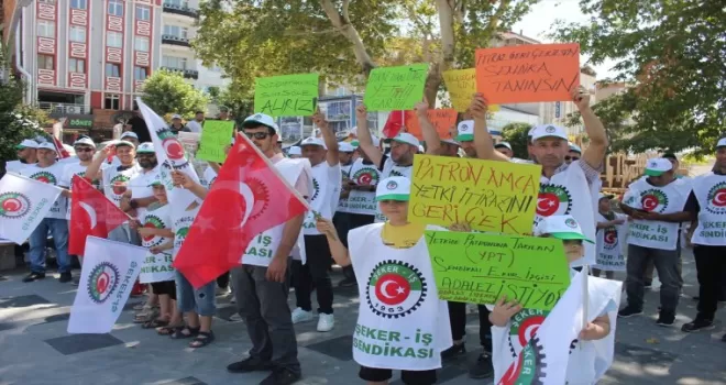 Suluova’da işçilerden “sendika“ eylemi