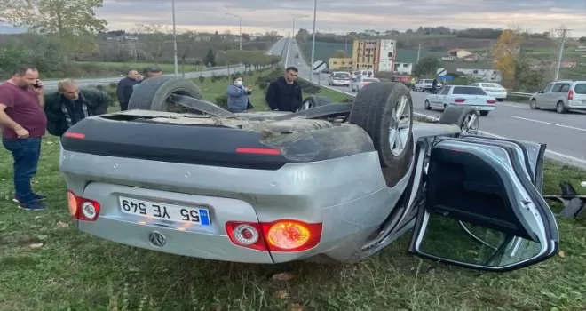 Takla atan otomobilin sürücüsü yaralandı
