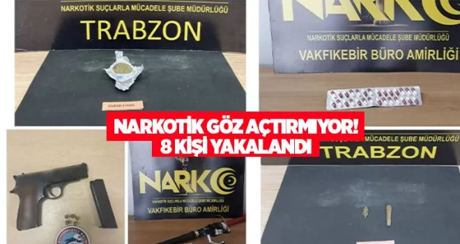 Trabzon’da narkotik suçlarla mücadele operasyonları! 8 kişi hakkında işlem