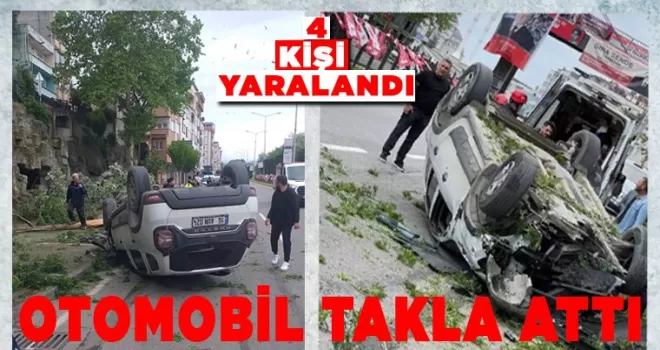 Trabzon’da otomobil takla attı