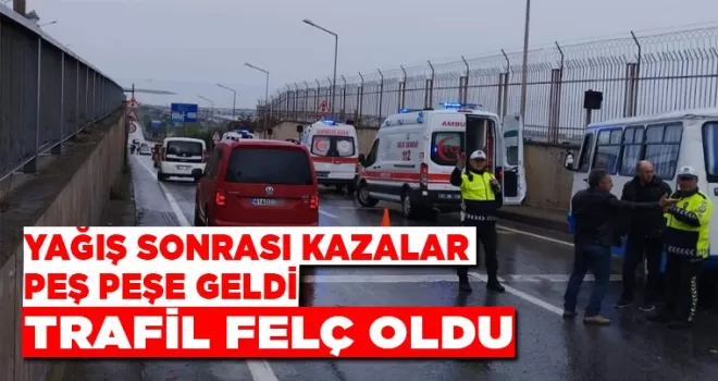 Trabzon’da yağış kazaları beraberinde getirdi! Trafik felç oldu