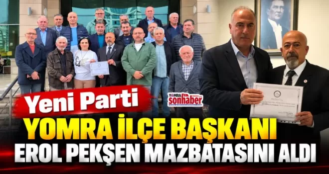 Yeni Parti Yomra İlçe Başkanı Erol Pekşen Mazbatasını Aldı