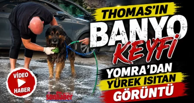 Yomra’nın Maskotu Thomas’ın Banyo Keyfi Yürekleri Isıttı