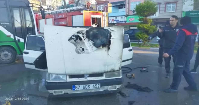 Zonguldak’ta otomobilde çıkan yangın söndürüldü